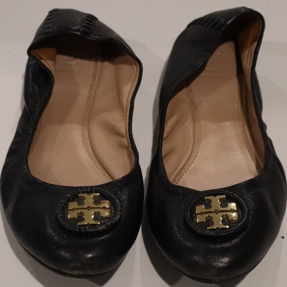 Tory Burch Black Monogram Flats - Size 7.5 ALMOST NEW CONDITION! - Picture 3 of 8